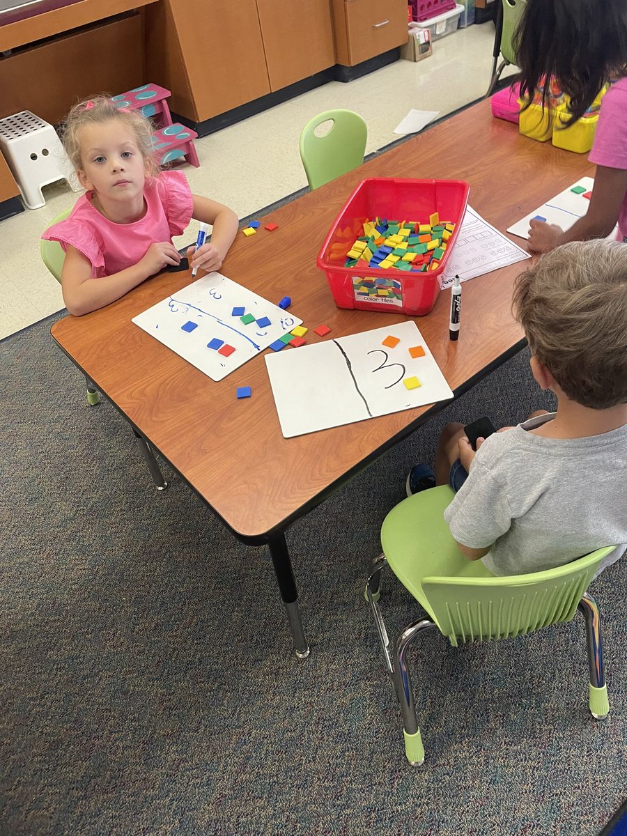 Loving our math conversations today! Comparing and using our math words MORE, LESS, FEWER, SAME! #mccluremarshals #mcclurekinder