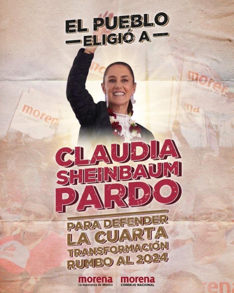 El pueblo eligió a la <a href="/Claudiashein/">Claudia Sheinbaum Pardo</a> , caminemos y escribamos junto a ella, la historia de México.