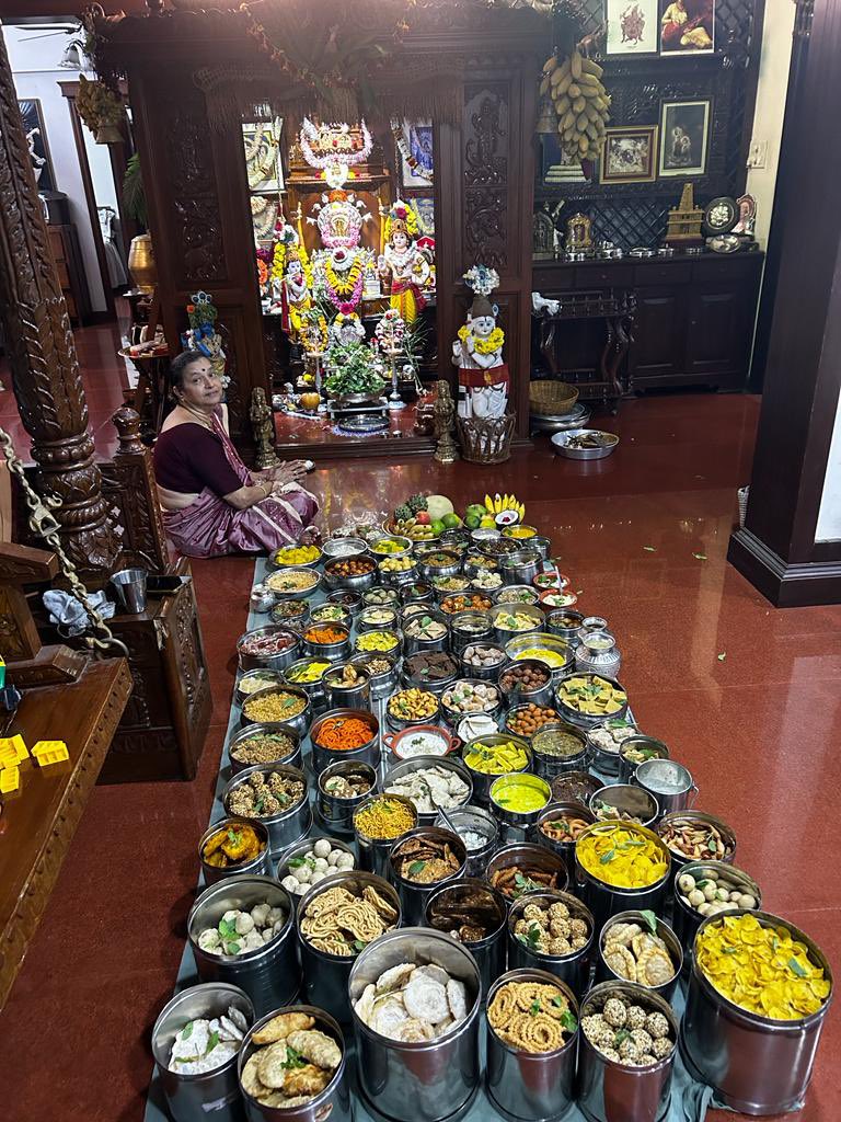 cardio73's tweet image. Proud of her and her devotion to lord Krishna. She is my patient. She has again broken her previous record. 88 dishes were prepared last night for Gokulashtami. #janamashtami