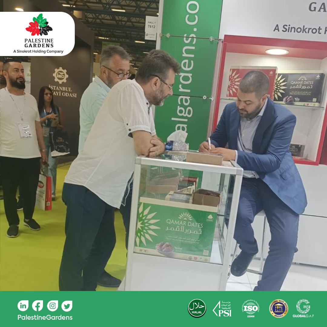 PalGardens's tweet photo. Delighted to share some snapshots from our first day at World Food Istanbul 2023! Make sure to pass by our booth ( Hall 7, Stand 7612) and check the Finest Palestinian Medjoul dates. 🌴 #WorldFoodIstanbul #ExperiencePalestine #WorldFoodIstanbul2023 #FoodExpo #IstanbulFoodFestival https://t.co/OeCwp4b7RI