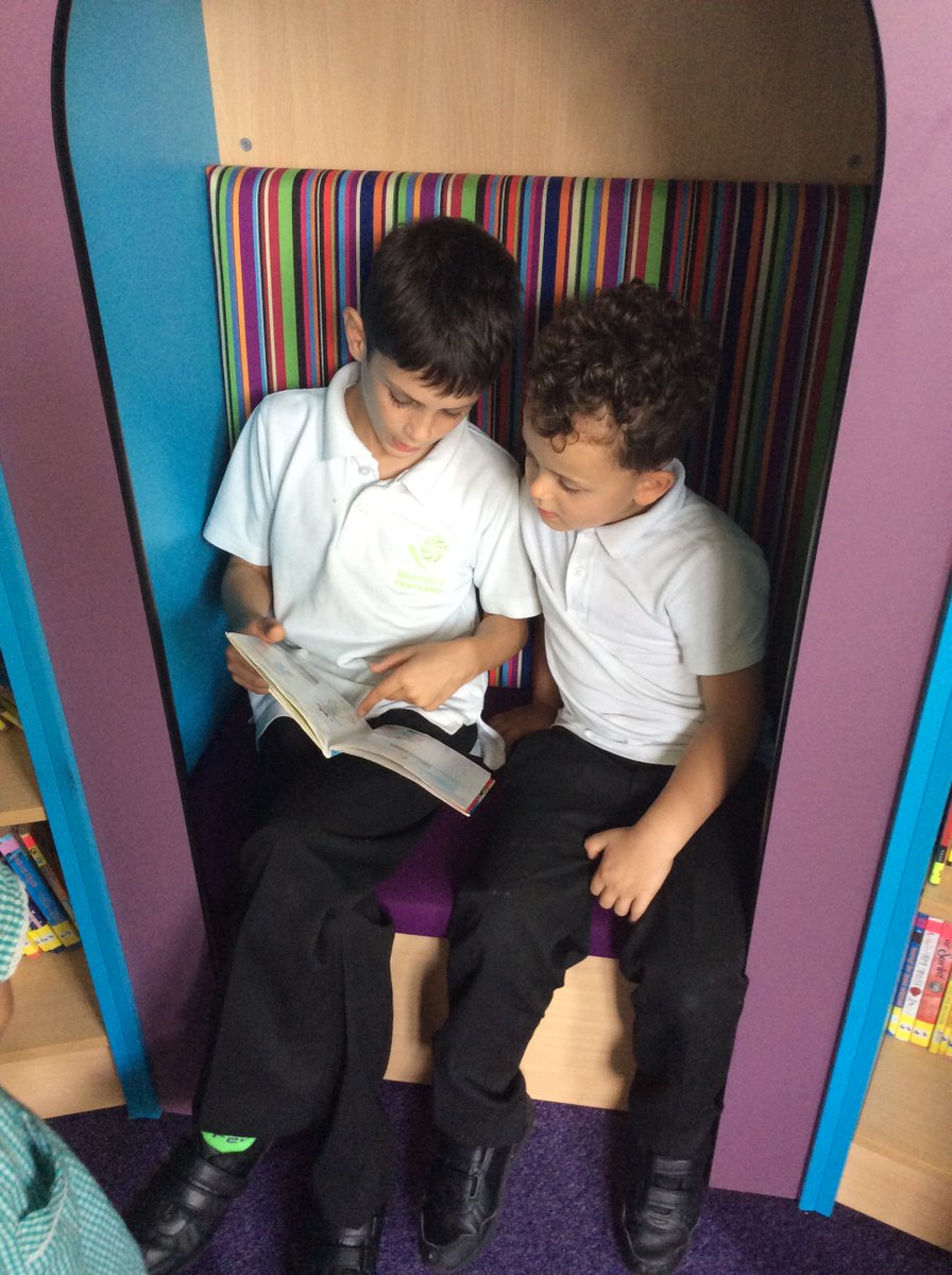 WoodstockAcad's tweet photo. Yesterday, yr 6 &amp; F2 buddied up &amp; explored the lovely new woodland library. The yr 6 children read different books &amp; showed F2 how to use the library &amp; shared our amazing selection of books with them. The children loved it! #TeamWoodstockPA #reading #pleasureforreading https://t.co/hsOOyV6Uhl