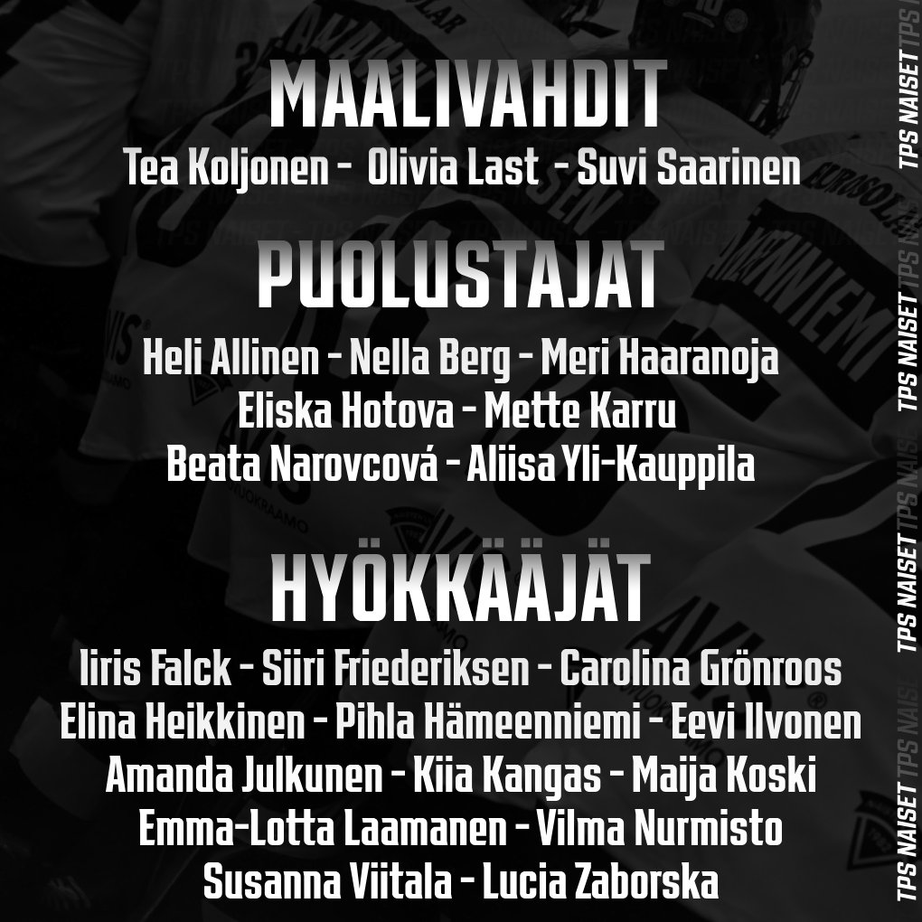 𝐓𝐏𝐒 𝐤𝐚𝐮𝐝𝐞𝐥𝐥𝐚 𝟐𝟎𝟐𝟑-𝟐𝟎𝟐𝟒 ⚫⚪

#TPSNaiset #HCTPS #Turku #NaistenLiiga