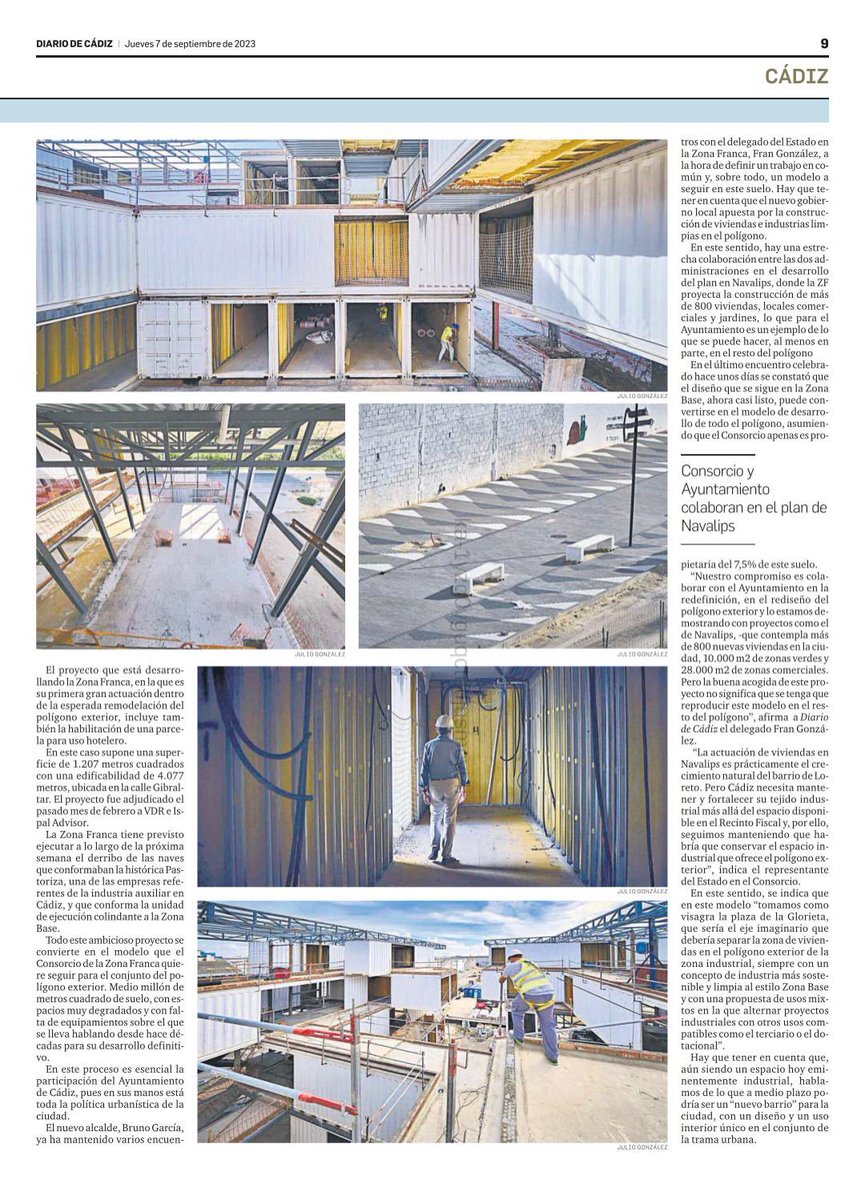 Fran_Gonzalez_P's tweet photo. 'El futuro más cercano'. #ZonaBase (de @ZFCadiz) se convierte ya en el referente de un 'nuevo' barrio.
Hoy @diariocadiz hace un recorrido por las obras de este ESPECTACULAR edificio de contenedores marítimos reciclados, que encaran su fase final.
#FEDER #EuropaSeSiente 🇪🇺 https://t.co/jblxsrmTaU