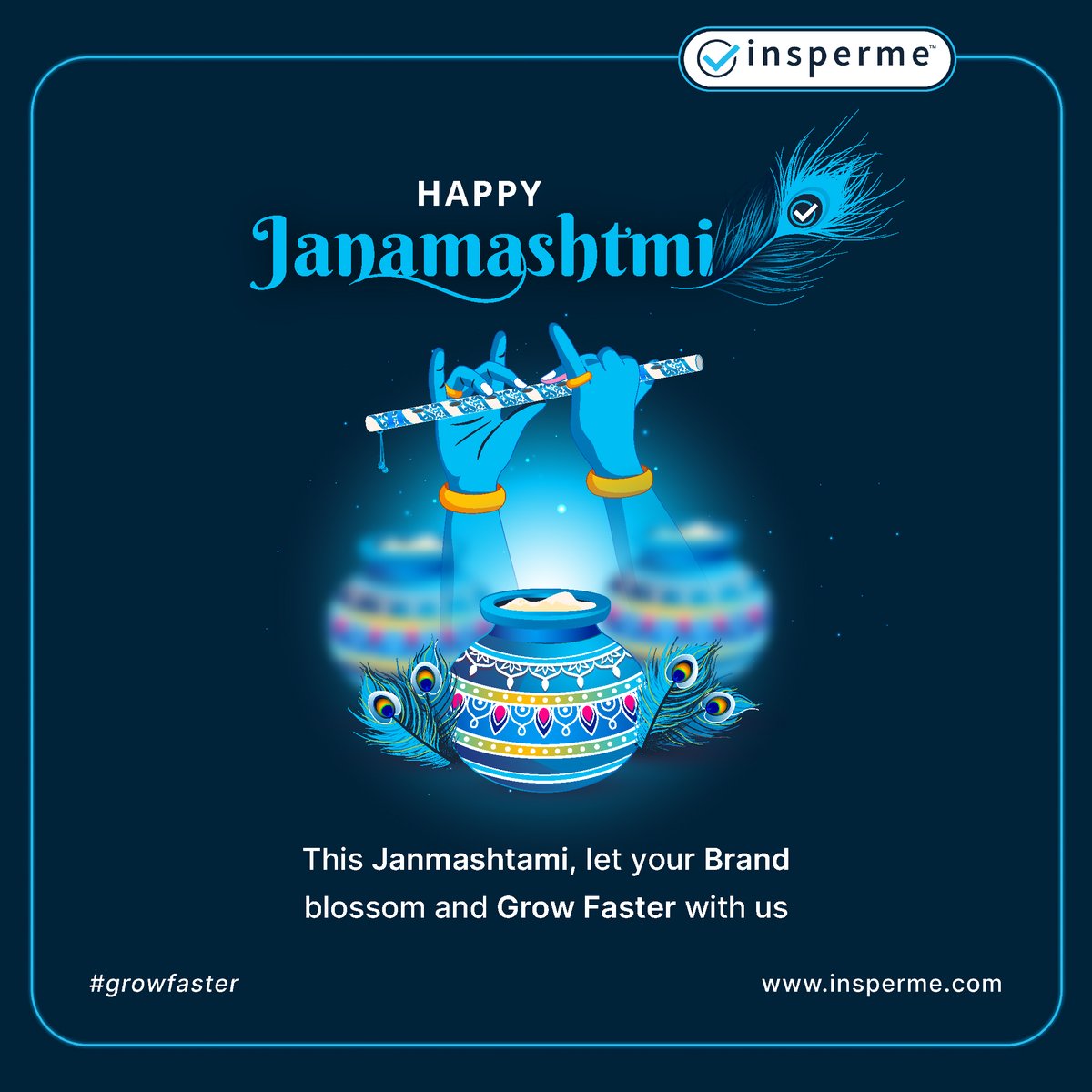 May your business aspirations rise as high as the festive dahi handi! 

Wishing you a joyous and prosperous #Janmashtami, filled with the promise of growth and success. 

#HappyJanmashtami #BrandGrowth #InspermeConsulting #GrowFaster #Festive #Creatives #Growth #Success