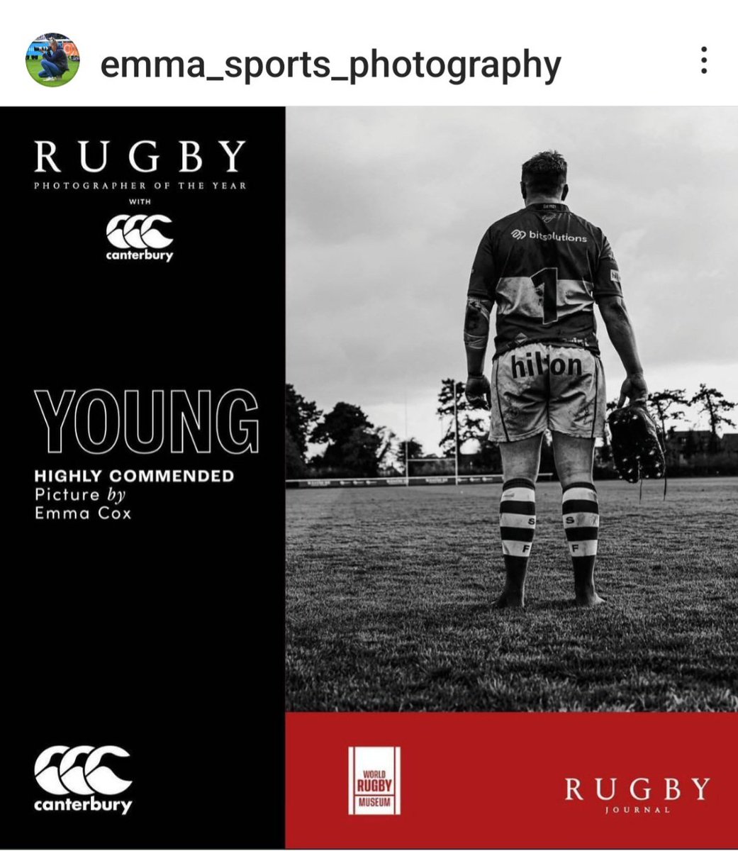 We are delighted and proud to announce our very own <a href="/emmacphotos/">Emma Cox</a> won a highly commended place in young rugby photographer of the year - well done Emma and very well deserved #RugbyFamily