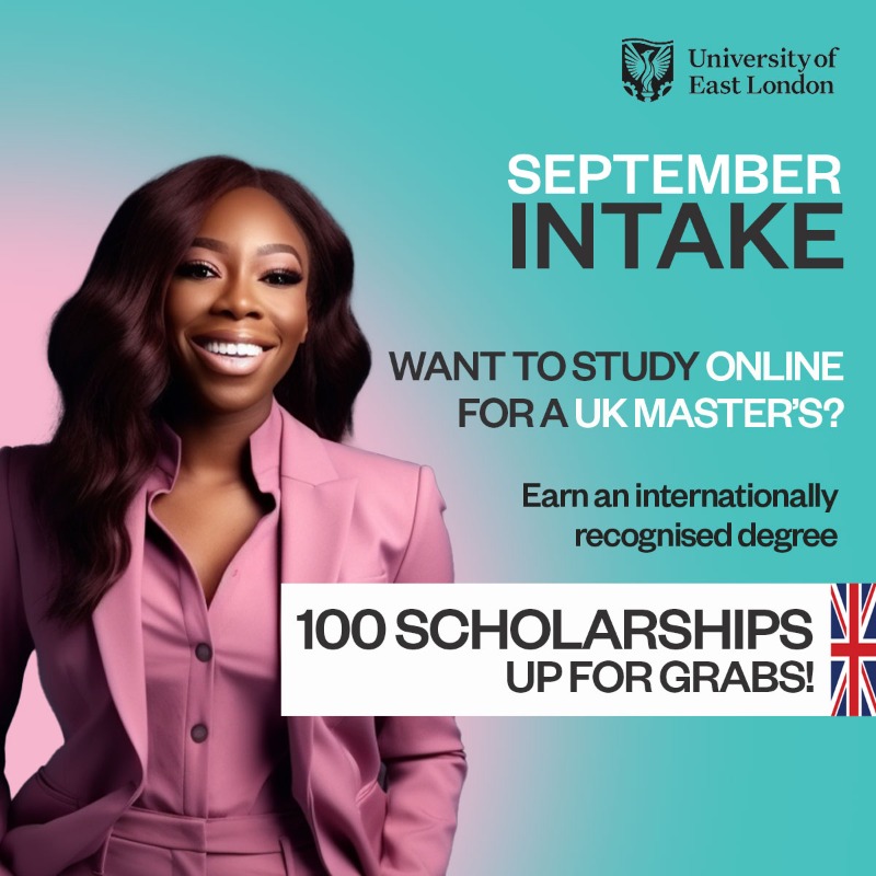 UNICAForg's tweet photo. 100 generous scholarships. Study online for an internationally recognised degree from University of East London