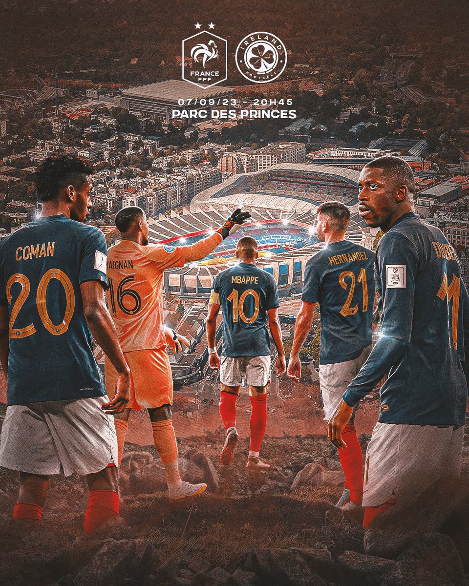 equipedefrance's tweet photo. 1𝑒𝑟 𝑚𝑎𝑡𝑐ℎ 𝑑𝑒 𝑙𝑎 𝑠𝑎𝑖𝑠𝑜𝑛 𝑒𝑡 𝑙𝑒 900𝑒 𝑑𝑒 𝑙'𝐻𝑖𝑠𝑡𝑜𝑖𝑟𝑒 𝑑𝑒𝑠 𝐵𝑙𝑒𝑢𝑠 🙌

⚽️ Qualifications Euro 2024
🆚 République d'Irlande 🇮🇪
🏟 Parc des Princes
📺 20h45 sur TF1

#FRAIRL | #FiersdetreBleus https://t.co/bD3UPhWnVk
