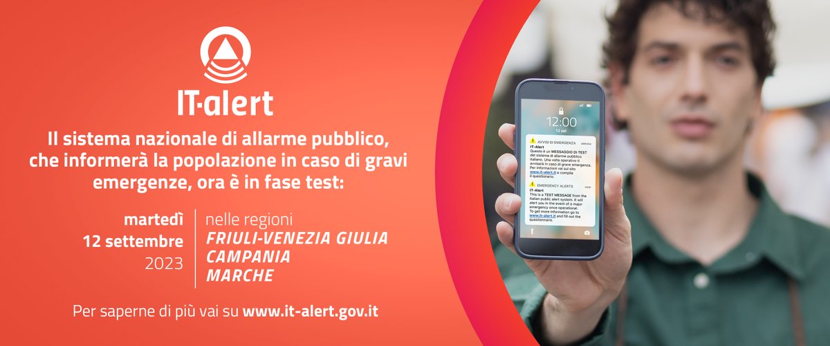 ComunediTrieste's tweet image. IT – Alert in fase di sperimentazione - Martedì 12 settembre i cittadini di #Trieste e della regione Friuli Venezia Giulia potranno essere raggiunti da un sms, un test che allerterà sull’esercitazione in corso 👉 bit.ly/ITAlertTS
#ITAlert