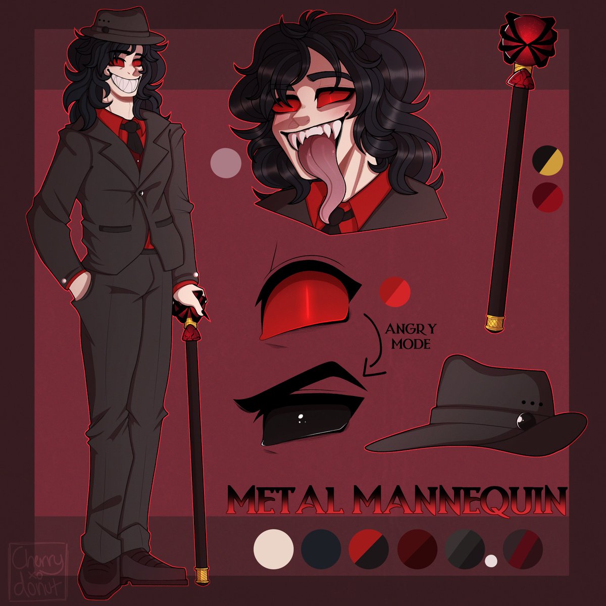 MebelVT's tweet image. Words cannot express how fucking amazing this looks. @cherrydonutxo did such a great job with this character reference sheet of my Vtuber model. The eyes, da cane, da hat and all that jazz looks amazing. 

Give this gremlin some love for such a phenomenal job done!