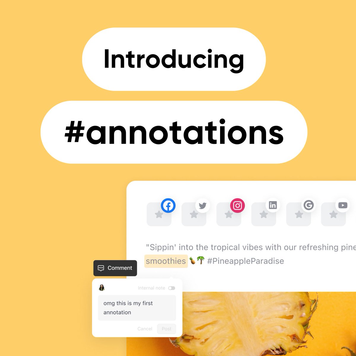 PlanableApp's tweet image. Introducing #annotations to Planable 🎉

You can now select a specific text and provide feedback directly on it. Gone are the days of trying to pinpoint the area you&apos;re referring to. Annotations allow you to make your feedback clear, actionable, and effective! 🤩