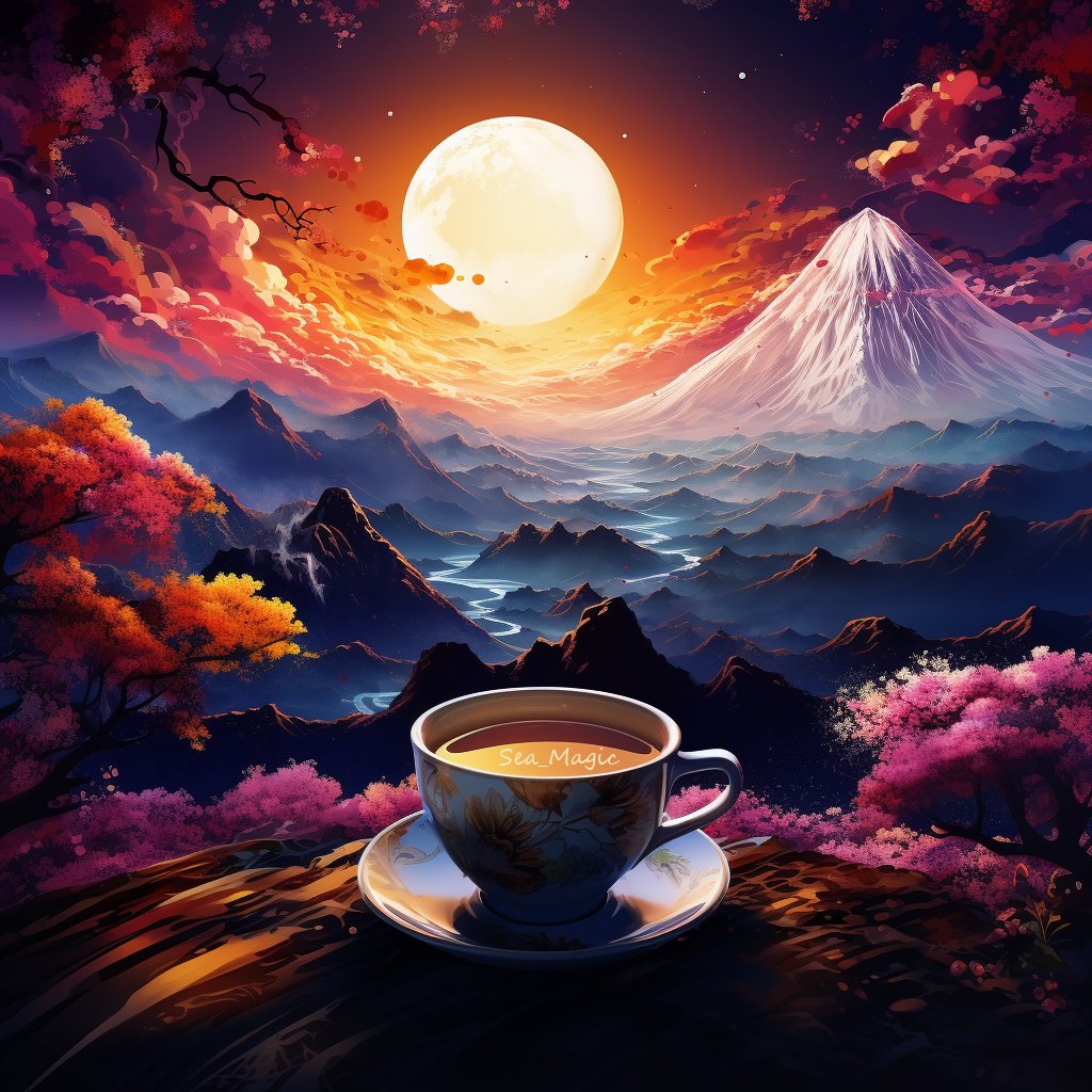 Coffee is the fuel of the mind, giving us the energy we need to achieve our goals✨
Good morning ♡

#art #aiart #aiartwork #digitalart    #coffee #anime #mountains #moon #landscape