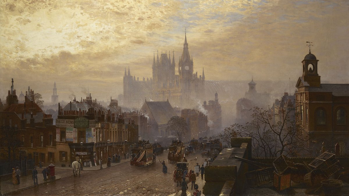 'From Pentonville Road Looking West, London, Evening' (1884) by John O'Connor (Museum of London)