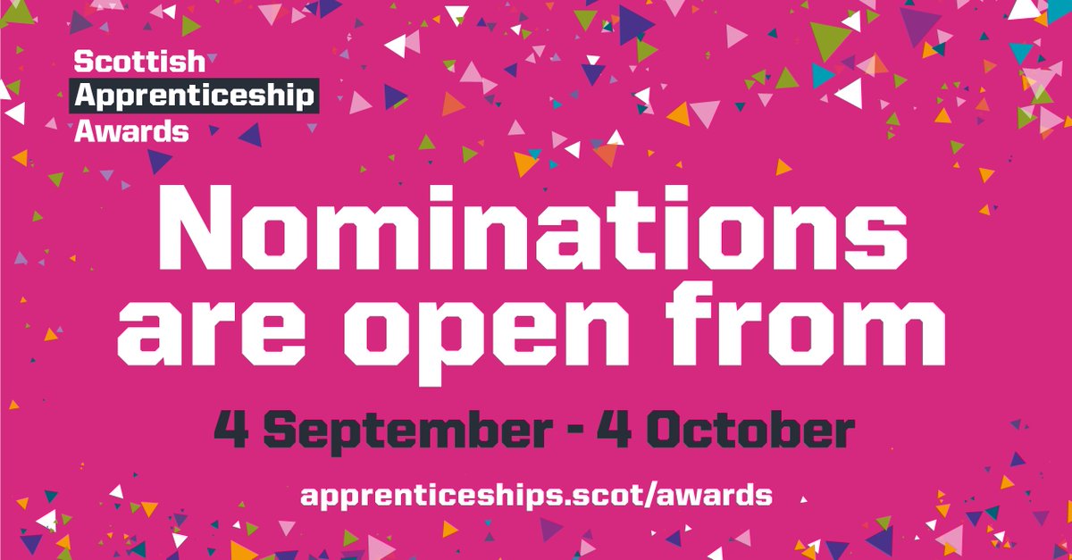 apprentice_scot's tweet photo. Apprentices are delivering the skills  Scotland needs for the future - celebrate their amazing impact by nominating at the #ScotAppAwards. Visit https://t.co/Pk6KkPfKu0 https://t.co/2JYIsfVZNt