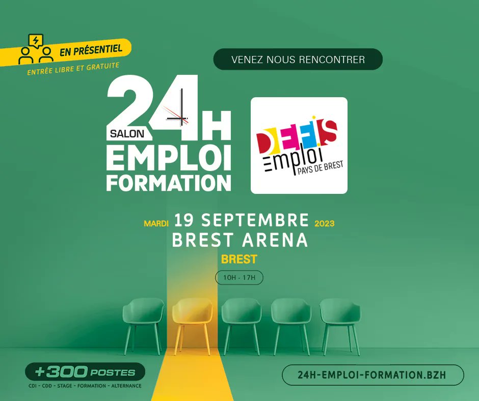 On vous donne RDV cette année encore au forum 24h emploi formation 👉  mardi 19/09  @BrestArena De nombreuses opportunités d'emploi dans les entreprises du territoire et des conseils pratiques #inclusion #emploi #clauseinsertion #PLIE @RHTPE29
