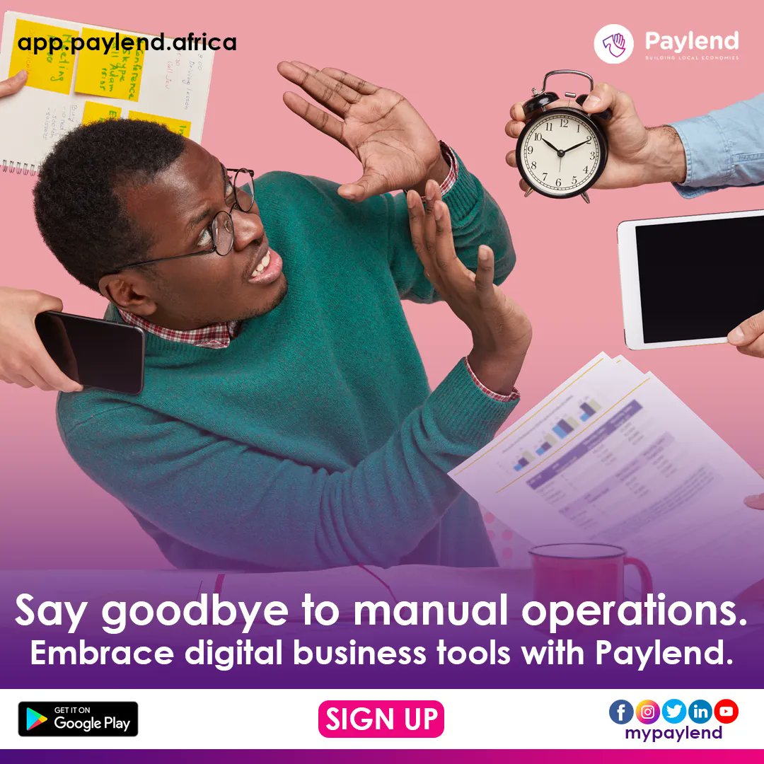 Time to say goodbye to manual processes! Step into the future with Paylend's seamless digital tools, maximizing productivity and empowering your business to thrive.
#TBT #DigitalSolutions #mypaylend #BuildingLocalEconomies