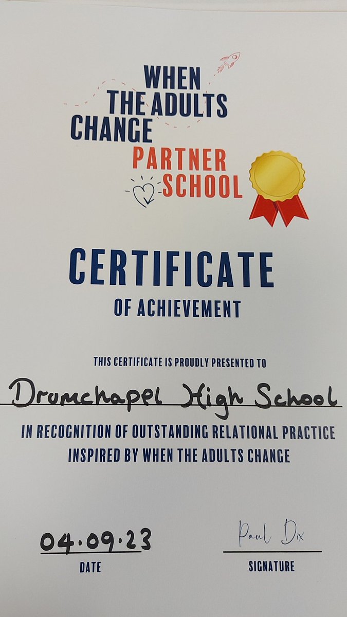 Very proud to be a partner school <a href="/TheAdultsChange/">When The Adults Change</a> <a href="/pauldixtweets/">Paul Dix</a>. Our staff work so hard to listen to young people. #proud