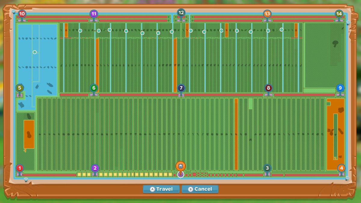 SublimeNemesis's tweet image. An x is a crop ready for harvest. The bottom right field that's mostly orange was entirely ready to be harvested. The visitor who came to play at my farm harvested EVERYTHING AROUND THE GREEN STRIP then planted the orange. Just...what? Why do that?! #FarmTogether #NintendoSwitch