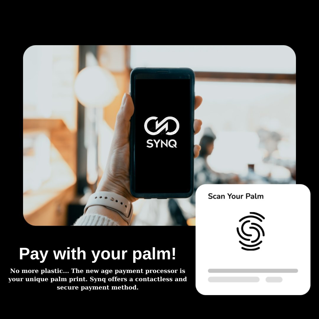 synq_one's tweet photo. Pay with your palm!

#palmpay #money #payment #digitalpayments #synq #finance #digitalfinance #fingertips #technology https://t.co/vfasBub91i