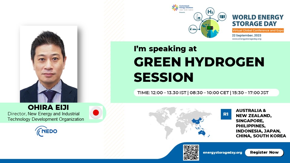 We welcome ,Ohira Eiji, Director From New Energy and Industrial Technology Development Organization (NEDO) as our speaker for #WESD #2023.
He will be speaking in the R1- #Greenhydrogen session.

To interact with him, register at: lnkd.in/dXKwbsm7edo