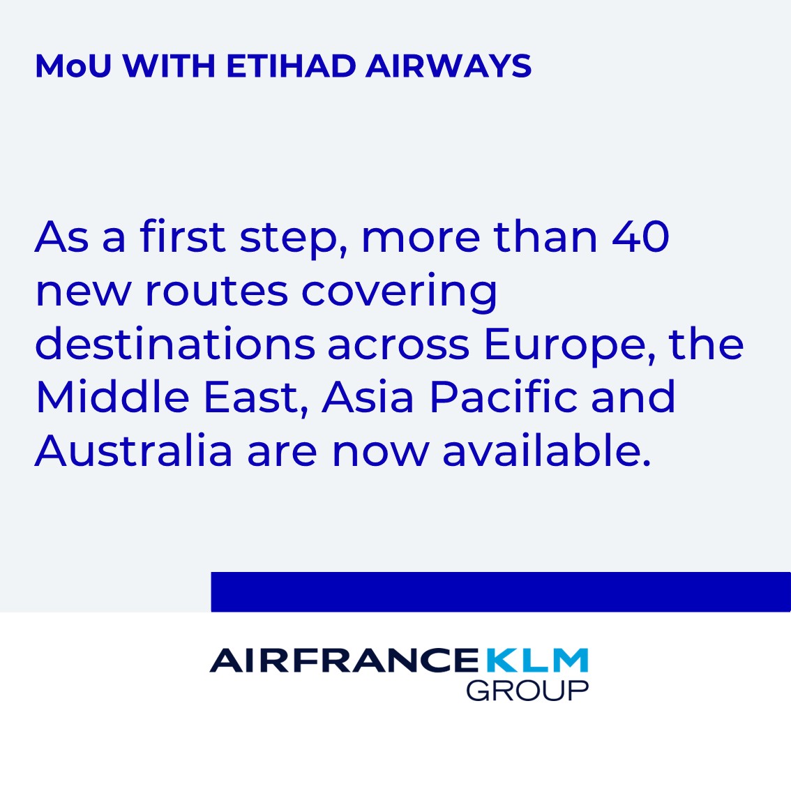 Air France-KLM Group (@airfranceklm) on Twitter photo #AirFranceKLM Group and <a href="/etihad/">Etihad Airways</a> sign a Memorandum of Understanding (MoU) to explore enhanced collaboration opportunities across passenger operations, loyalty programmes, talent development, and maintenance. bit.ly/44K7KKK #AirFranceKLM Group and <a href="/etihad/">Etihad Airways</a> sign a Memorandum of Understanding (MoU) to explore enhanced collaboration opportunities across passenger operations, loyalty programmes, talent development, and maintenance. bit.ly/44K7KKK