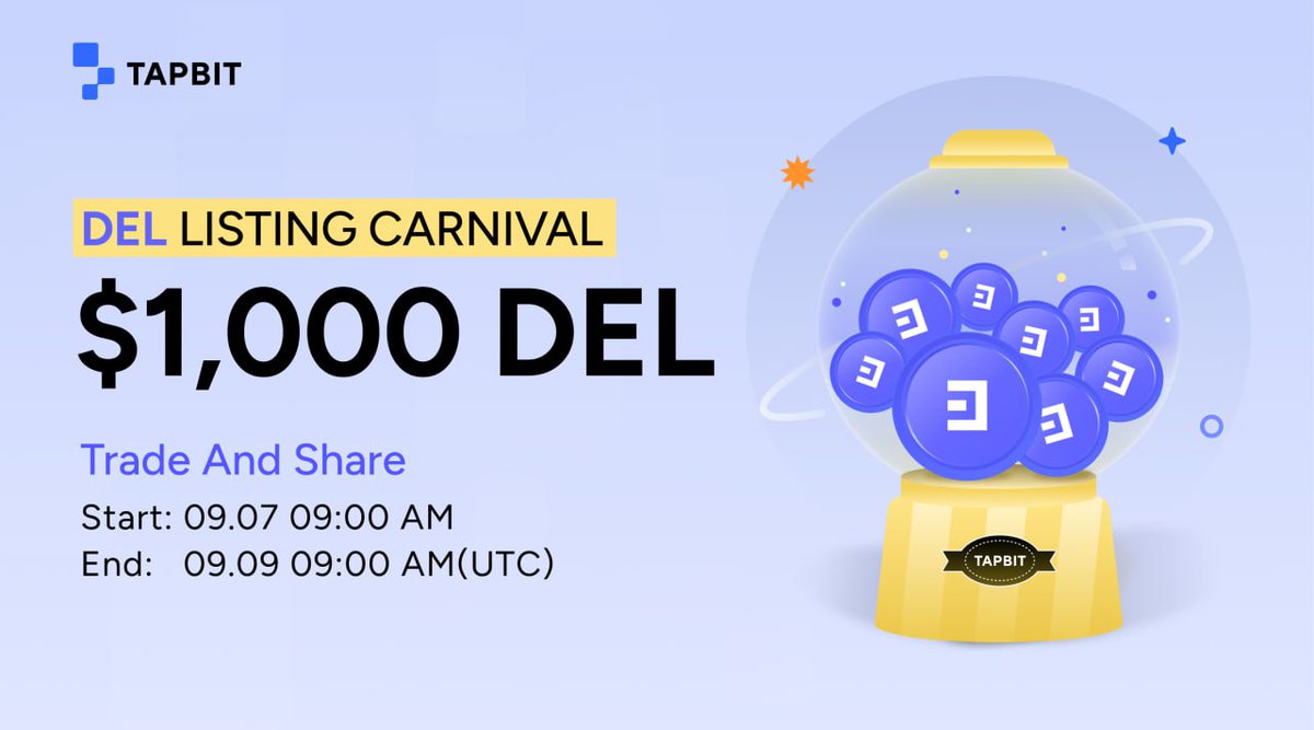 TapbitではDEL/USDTの取引ペアを上場！
トレードして1000ドル相当のDELの賞金プールを分け合いましょう！
tapbitex.zendesk.com/hc/en-us/artic…