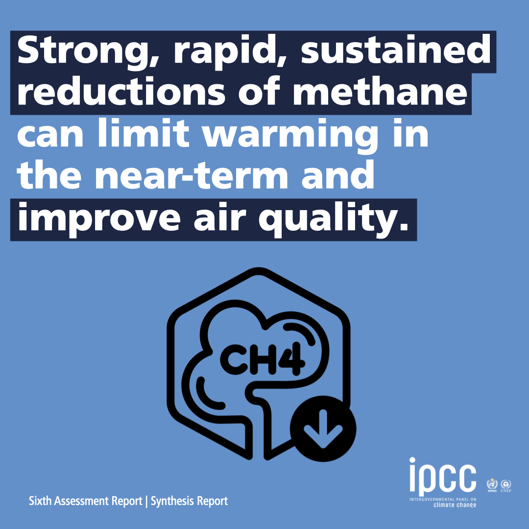 Today is #WorldCleanAirDay #Did you know? Strong, rapid, sustained reductions of methane can limit warming in the near-term and improve air quality. #IPCC Synthesis Report ➡️ bit.ly/SRYRpt23