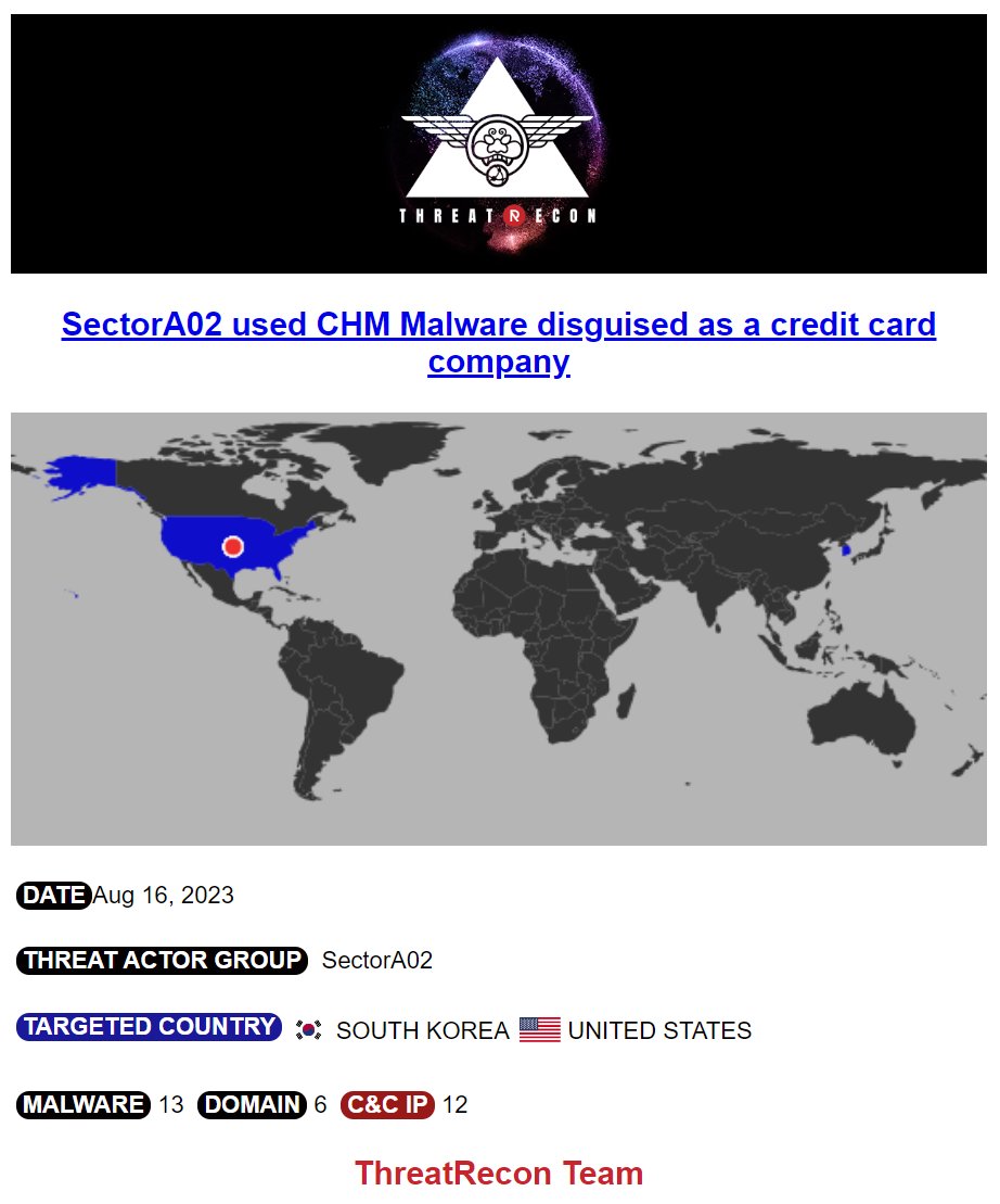 nshcthreatrecon's tweet photo. #NorthKorea Govt sponsored #hacking group #SectorA02 used CHM #malware disguised as a Finance service notifications #APT #threatintel #threathunting #threatintelligence https://t.co/1KN6BWHMeG