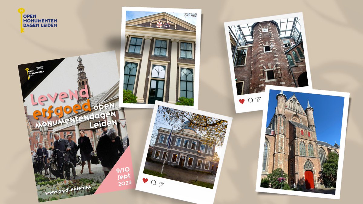 De Open Monumentendagen komen eraan op 9 en 10 sept! Met een leuk programma voor kinderen en jongeren. Kom knutselen in <a href="/HortusLeiden/">Hortus Leiden</a> of speel en dans mee met de workshops van Jeugdtheaterschool Leiden. Bezoek gratis 32 monumenten, waaronder 3 musea. omdleiden.nl