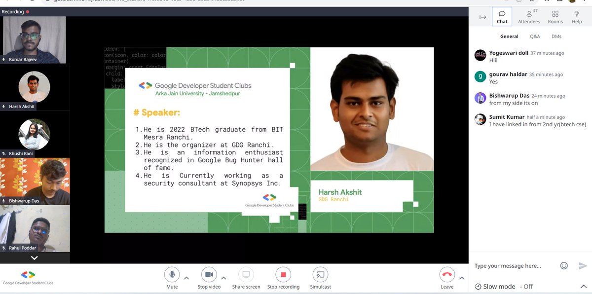 Poison_X_'s tweet photo. I am thrilled to announce the successful completion of the very first event, the "INFO Session," hosted by GDSC ARKA JAIN University! 🎉

@googledevs 
@googlestudents 

#DeveloperStudentClubs https://t.co/2pBjPuQmpj