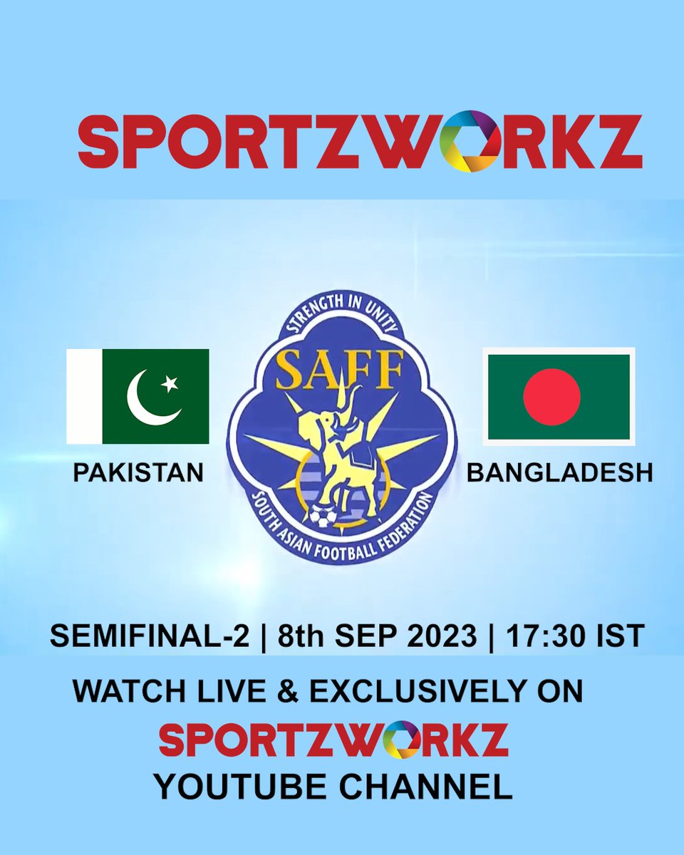 Semi final 2 Pakistan vs Bangladesh saff U16 championship 2023 
Watch live and exclusive only on sportzworkz youtube channel