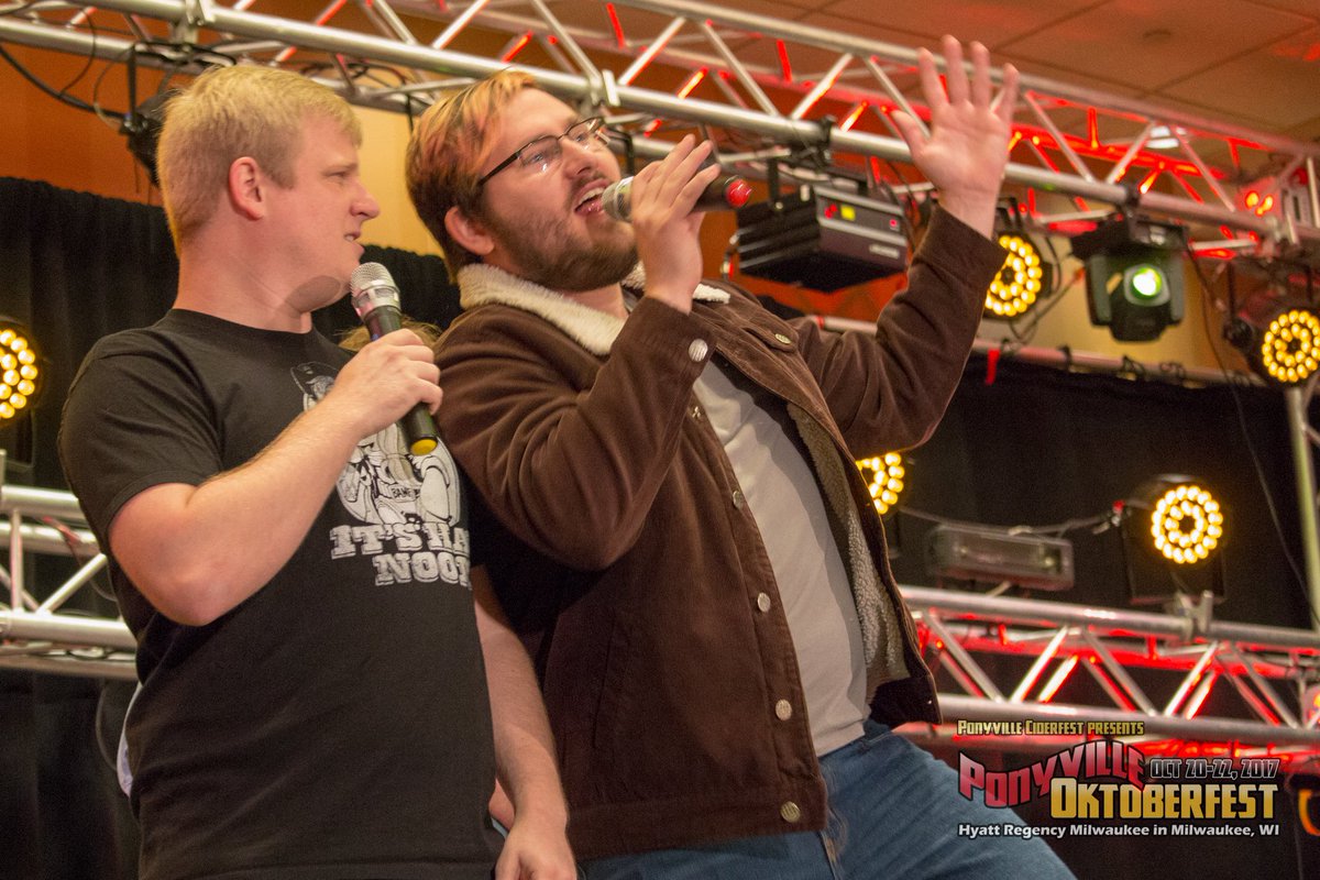 CaramelPCF's tweet photo. Another wonderful picture to caption on this #ThrowbackThursday from #PVCF17 of @ACRacebest and @Saberspark on stage.
What do you think they're talking about?
Personally, I see Saber telling some sort of fish tale. "You shoulda seen the size of the one that got away!"
#PVCF23 https://t.co/RQQzsR1dBE