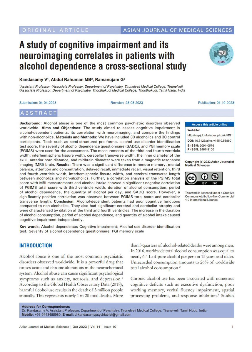 #OpenAccess #peerreviewed #asianjournalofmedicalsciences #cognitive #impairment #neuroimaging #correlates #alcoholdependence #crosssectional #study