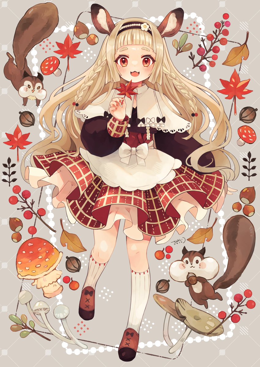 1girl food animal ears holding solo brown hair tongue  illustration images