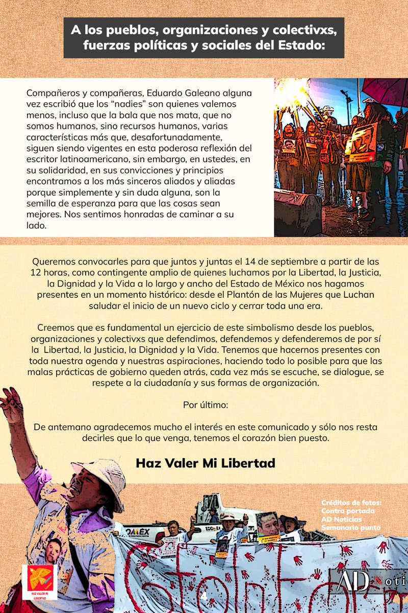 laraduquea's tweet photo. 🟠 COMUNICADO 🟠
"Con el corazón bien puesto" de @Hazvalermilibe1

A @alfredodelmazo y su equipo:
A @delfinagomeza y su equipo:
A los medios de comunicación:

Compañeros y compañeras que luchan por la #Libertad #Justicia #Dignidad y #Vida

👇🏾Agradecemos su difusión👇🏾 https://t.co/9qI6ocJSi3