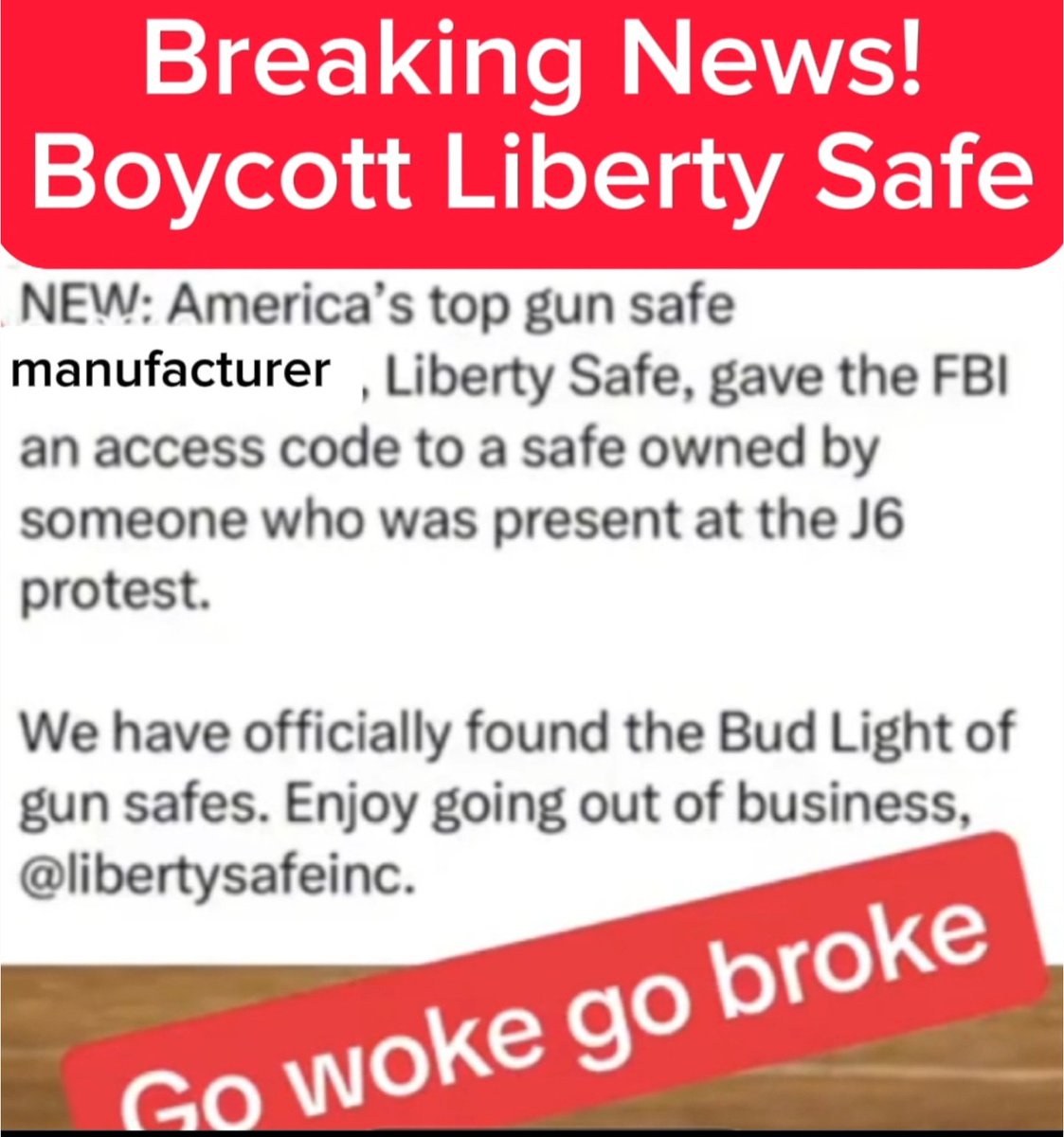 Boycott Liberty Safe Inc! Traitors to 🇺🇸 Americans! 
#LibertySafe #LibertyUnsafe #LibertySafes #FBIiscorrupt #freedom #Trump2024 #J6CoverUp #j6sham #mediacoverup #FJBiden #BallonDor #Sismo