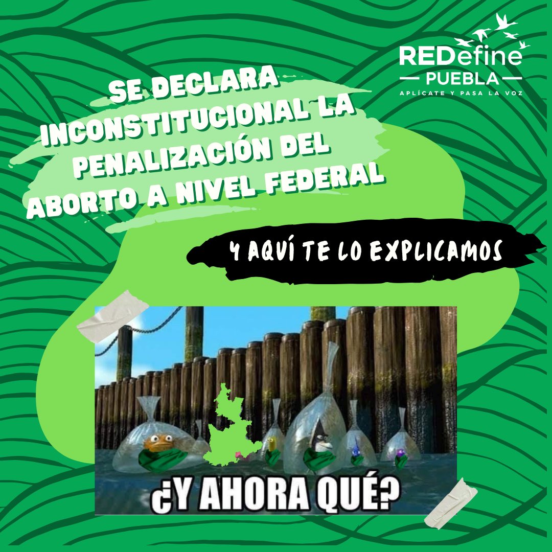 REDefinePuebla's tweet photo. 💚🔥| ¿Se despenalizó el aborto en todo México hoy? ¿La suprema corte declaró institucional qué? 

Aquí un breve hilo sobre el logro que tuvimos el día de hoy todas las mujeres y personas con capacidad de gestar en México y cómo afecta a Puebla 🙌🏽

Gracias @gire_mx https://t.co/UVRNVfEvnU