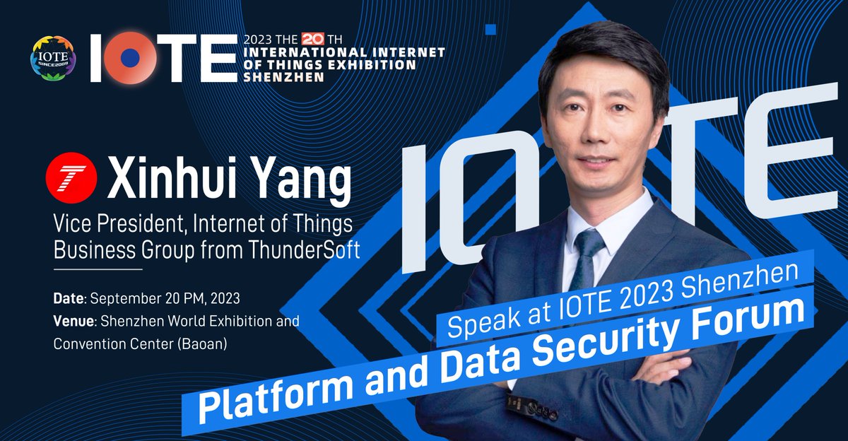 iot_expo's tweet image. We are thrilled to announce that Xinhui Yang, VP of the IoTs business group at #ThunderSoft, will speak at #IOTE2023 🎉😃
🗓️ Day 1 | September 20 PM, 2023
🏢 Venue: Shenzhen International Convention and Exhibition Center (Baoan)
See you there! 🌐👏
🎟️PASS: bit.ly/44CZZau