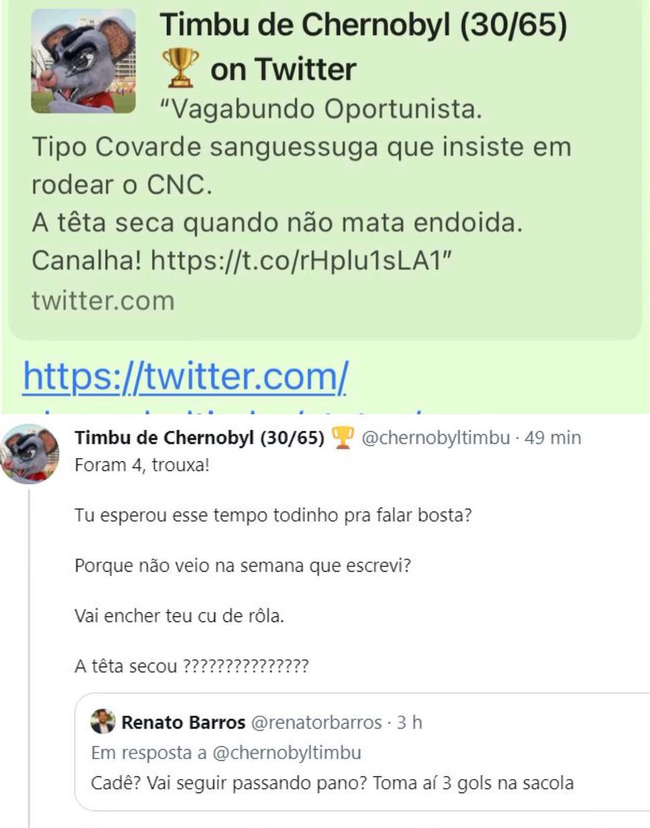 renatorbarros's tweet photo. Em AGO/2021, o perfil “Timbu de Chernobyl” usou termos extremamente violentos para me agredir. Além do dano a honra, passei a temer por minha integridade física, por não saber quem era.

No ano passado, descobri que o perfil, até então fake, tinha revelado a identidade. Era Lucas https://t.co/CmmvTSbZ9S