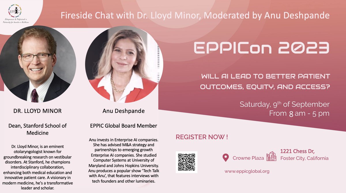 EPPICON 2023 is only 2 days away! This year EPPICon will take place on Saturday Sept 9 at the Crowne Plaza, 1221 Chess Drive, Foster City, California.

Register at lnkd.in/dsCZGCF6 to participate in the theme - "Will AI Enable Better Outcomes, Access, and Equity?"