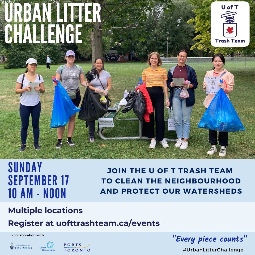 Chelsea Rochman (@chelsearochman) on Twitter photo Join me Sun Sept 17 at Taylor Creek Park for the <a href="/UofTTrashTeam/">U of T Trash Team 🦝</a> #UrbanLitterChallenge to prevent
litter in our watershed from entering #LakeOntario - every piece counts! Register here app.ocean.org/app/cleanup/de…. <a href="/PortsToronto/">PortsToronto</a> <a href="/OurOcean/">Ocean Conservancy</a> <a href="/cleanshorelines/">Shoreline Cleanup</a> #SeaTheChange Join me Sun Sept 17 at Taylor Creek Park for the <a href="/UofTTrashTeam/">U of T Trash Team 🦝</a> #UrbanLitterChallenge to prevent
litter in our watershed from entering #LakeOntario - every piece counts! Register here app.ocean.org/app/cleanup/de…. <a href="/PortsToronto/">PortsToronto</a> <a href="/OurOcean/">Ocean Conservancy</a> <a href="/cleanshorelines/">Shoreline Cleanup</a> #SeaTheChange