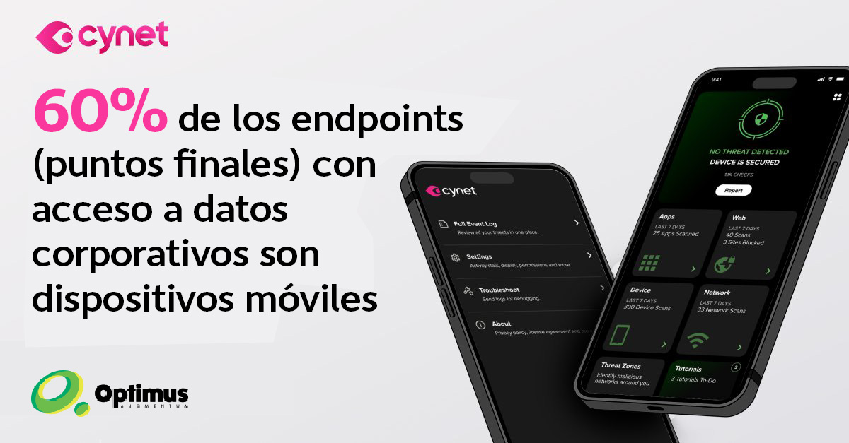 optimusaugment's tweet photo. Los hackers ven los celulares como una opción sencilla para acceder a los valiosos activos corporativos.

Por eso, los equipos de #ciberseguridad están brindando una poderosa protección a los dispositivos portátiles con @Cynet360 Mobile.

Lea más aquí→ https://t.co/KhPqgaqL0Q https://t.co/n5NNgst8QN