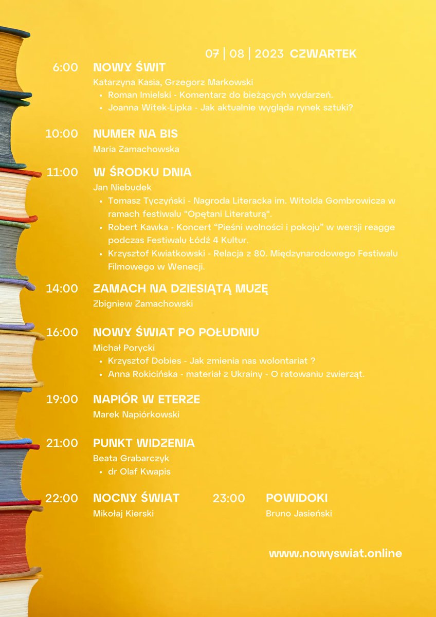 RadioNowySwiat's tweet image. @RadioNowySwiat #ramówka #PioniPoziom #czwartek #StandWithUkraine #reportaż #Sokół #zrzutka