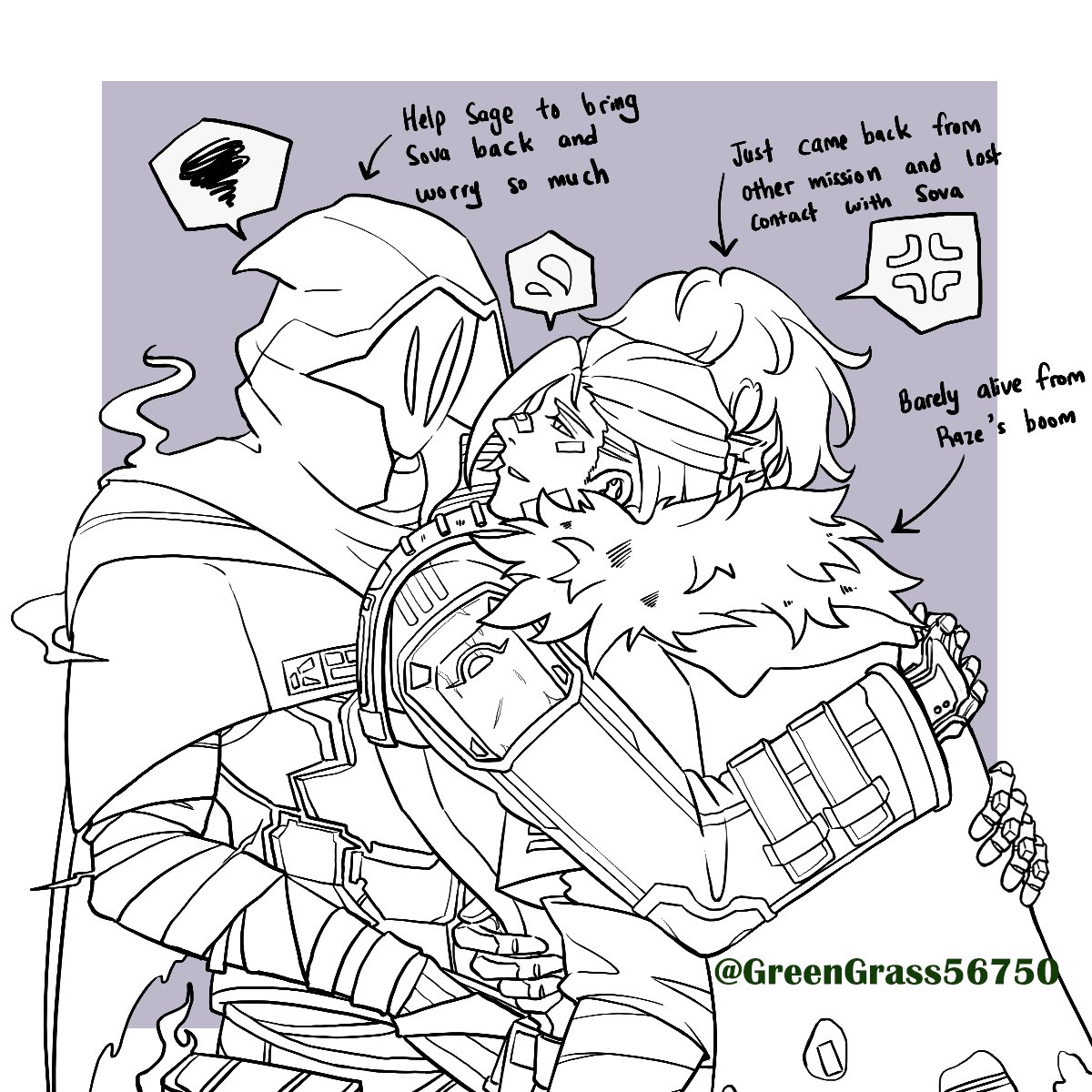 GreenGrass_QAQ's tweet photo. I draw long time ago, after the cinematic. Want to colur it, but I lazy. So...here the sketch. I LOVE THEM SO MUCHHHH

#Cysova #Cyberowl #Sova #Cyper #Omen #VALORANT  #ValorantArt https://t.co/KeCo2BevoF