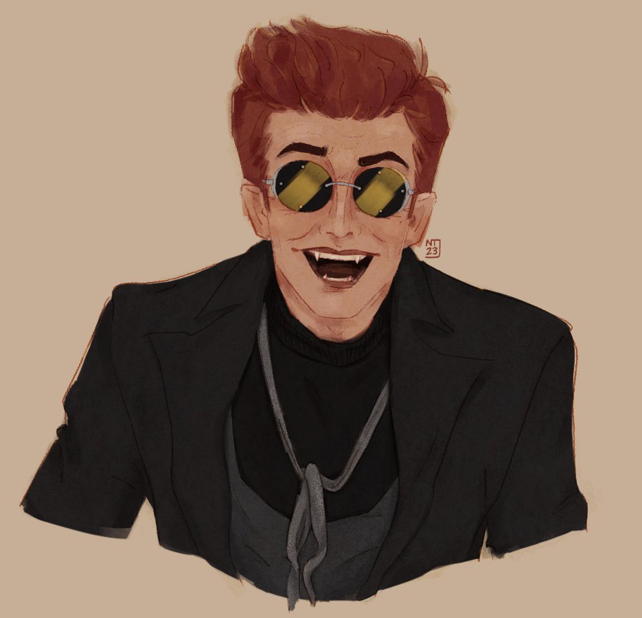starcevna's tweet photo. she’s laughing at you #GoodOmens #crowley #GoodOmensart #GoodOmens2 https://t.co/2bLBlvdVPe