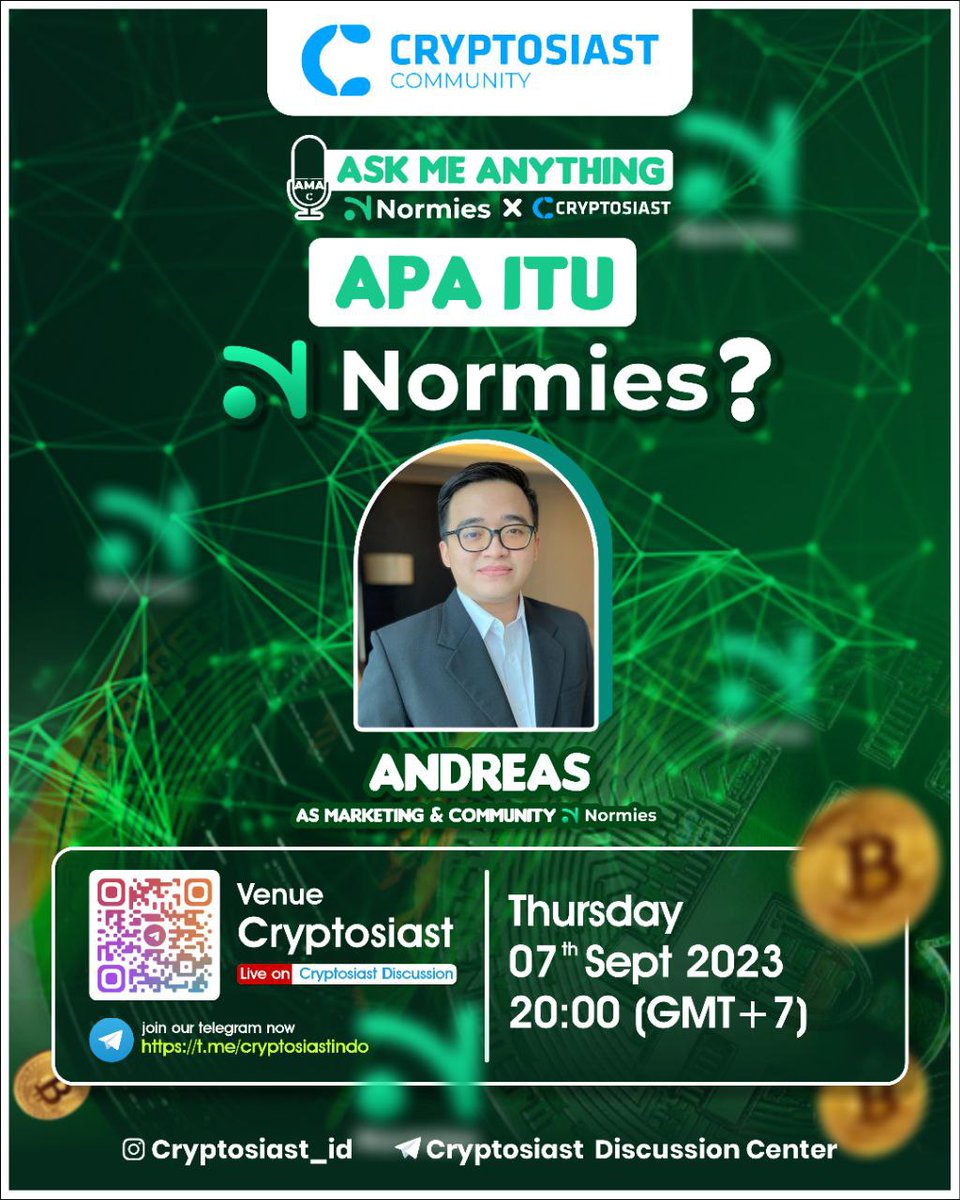useNormies's tweet photo. We have 4 upcoming AMA voice on Telegram Channel! If You still don't understand what is Normies, Come and join this 4 awesome AMA Voice, get some prize and learn something new about Normies! See you there!

#telegramchannel #aridrop #cryptoaidrop #monnpay #coinbase https://t.co/ol5JRvmzr7