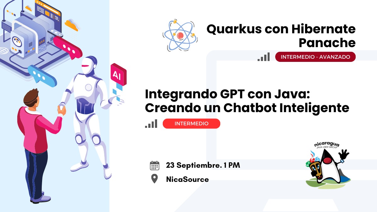 jugnicaragua's tweet image. Ya tenemos listo el evento presencial de Septiembre. Este sábado 23 , estaremos en el local de nuestros amigos de NicaSource, hablaremos de #InteligenciaArtificial y @QuarkusIO
Registro: meetup.com/jug-nicaragua/…
#jugEvents #javacommunidad #chatGPT #chatbot #Quarkus #hibernate