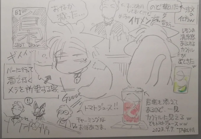 お疲れ様です。【Bar 梟①】
昨日、Bar に行って来た日記です。
酒呑めないけどショットバーの雰囲気が好きです。洋酒の林立するカウンターで飯を貪り食う客です😆 