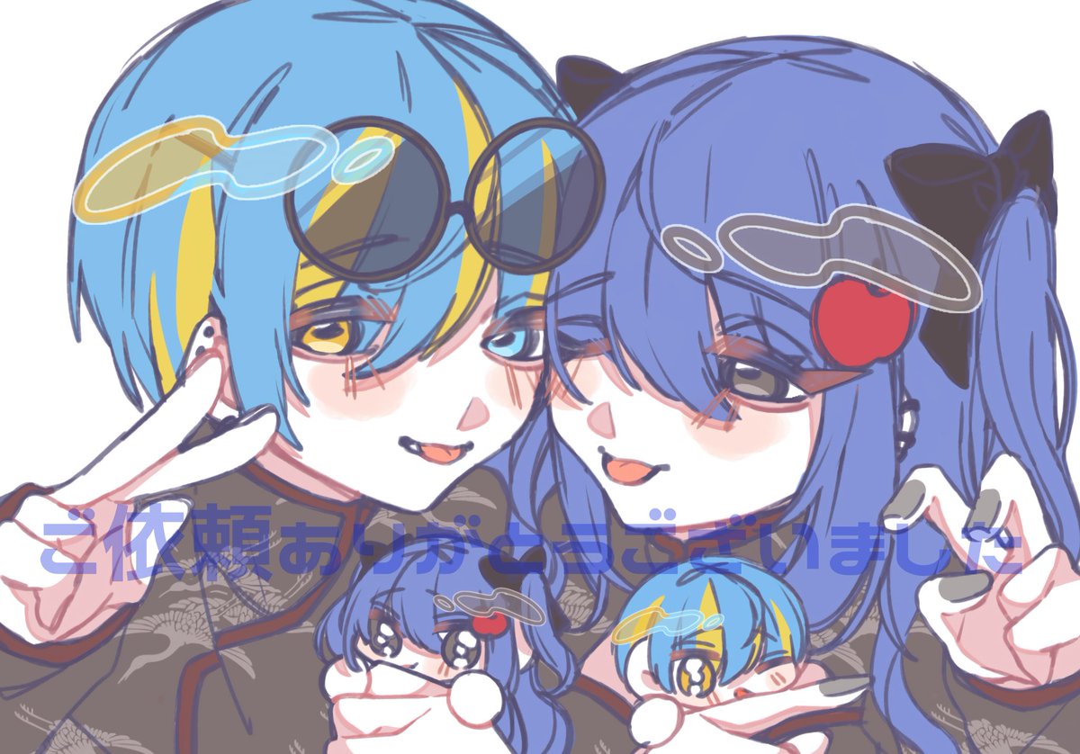 oioi3n's tweet photo. ラフ色あり等身×2 ミニキャラ×2
ご依頼でした🇨🇳🖤 https://t.co/3mrXiv1iYL