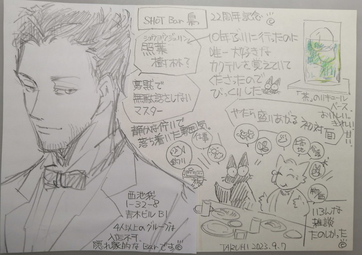 お疲れ様です。【Bar 梟の話③】
小さな隠れ家的Bar です。薄暗いしBGM 無いし落ち着く。17年前に他界した大親友と通ったお店。独りでなかなか行けなかった。今は、歳を経たと言う事でしょうか。 