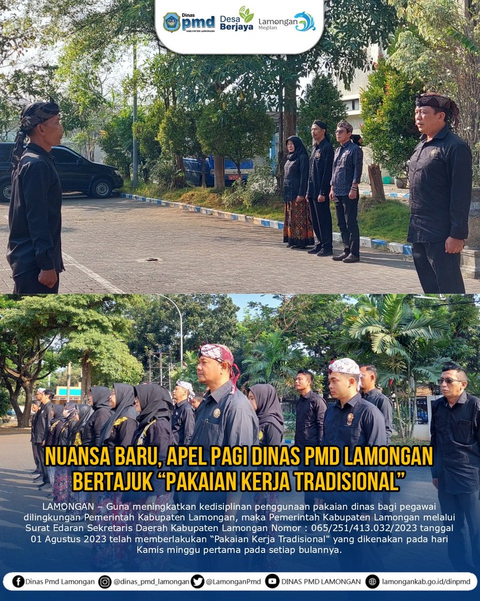 LamonganPmd's tweet photo. NUANSA BARU APEL PAGI DINAS PMD KABUPATEN LAMONGAN BERTAJUK “PAKAIAN KERJA TRADISIONAL”

https://t.co/mmrVAkdnKV https://t.co/Adfq6oFGOJ